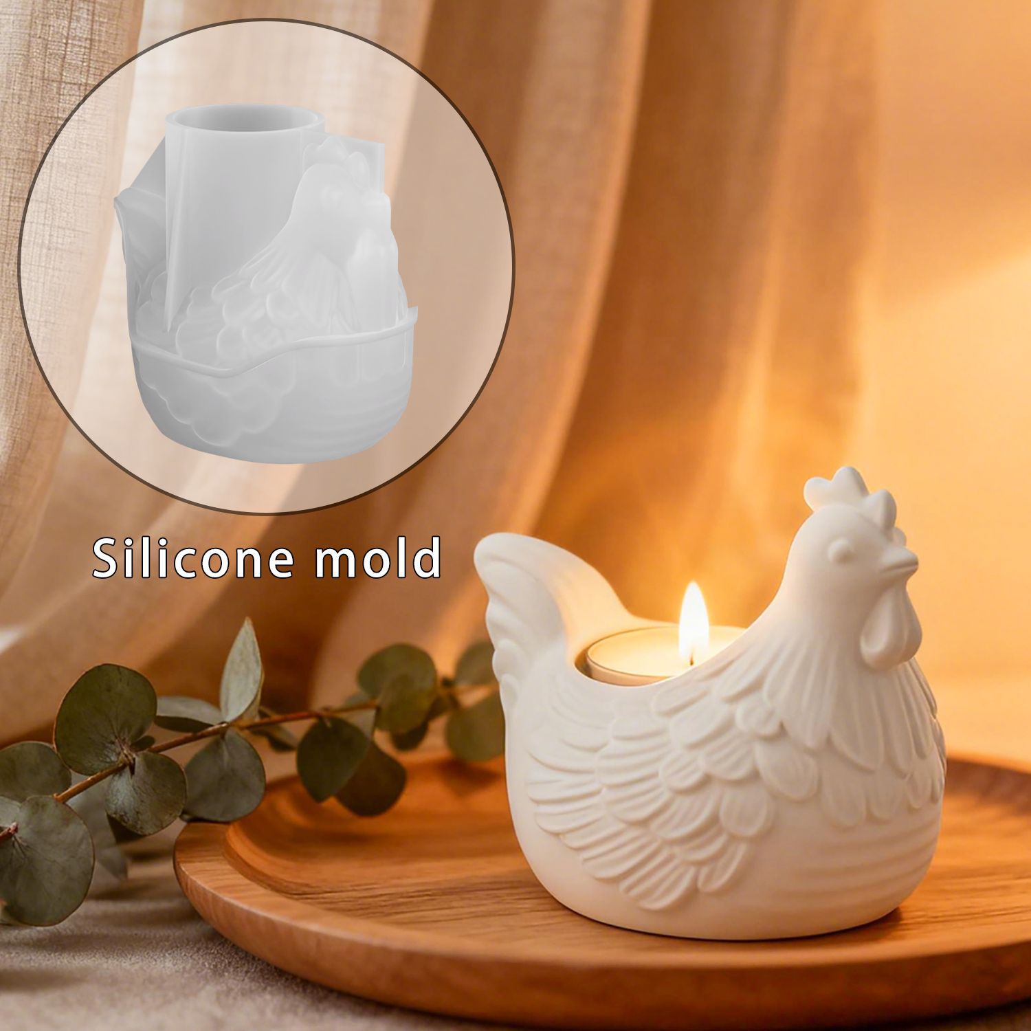 Candle Making Design - Diy 3d pequeno frango castiçal resina