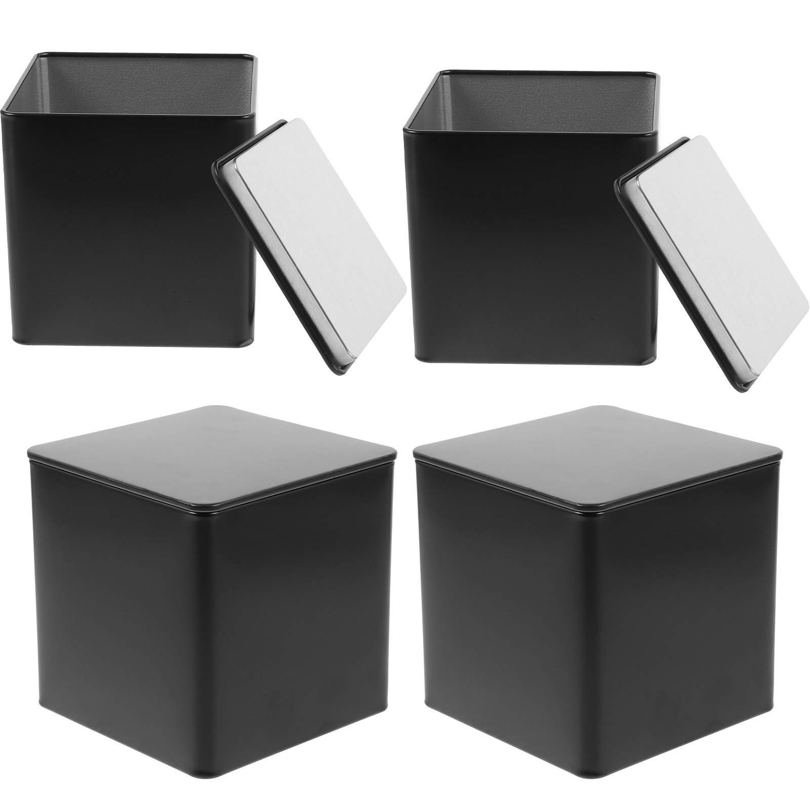 Tin Container Lid - 4 Peças de Recipientes de Armazenamento