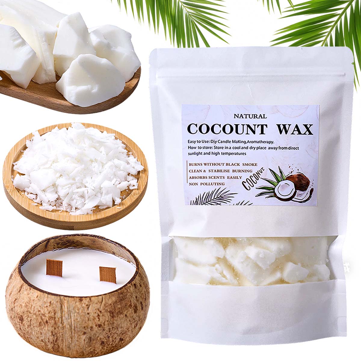 1LB Cera de Coco Branca Natura - Candle Making Material Wholesale avaliação e preço