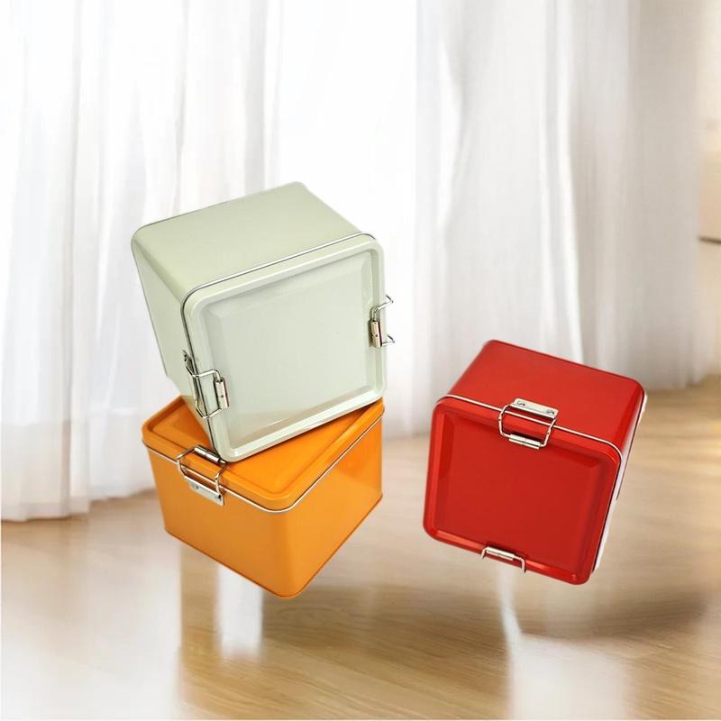 Caixa quadrada de latas de bis - Tin Container Lid avaliação e preço
