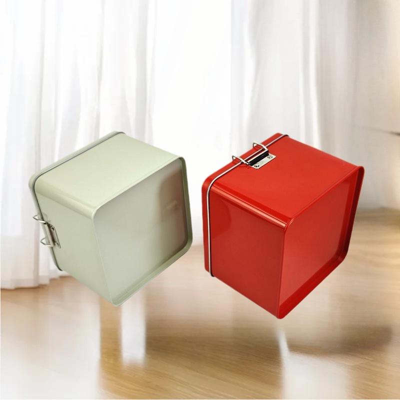 Caixa quadrada de latas de bis - Tin Container Lid avaliação e preço